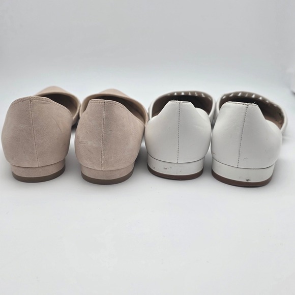 D 'Orsay Pointed Flats Bundle Women 8 Nude White Office Minimalist Neutral Shoes - Picture 7 of 14